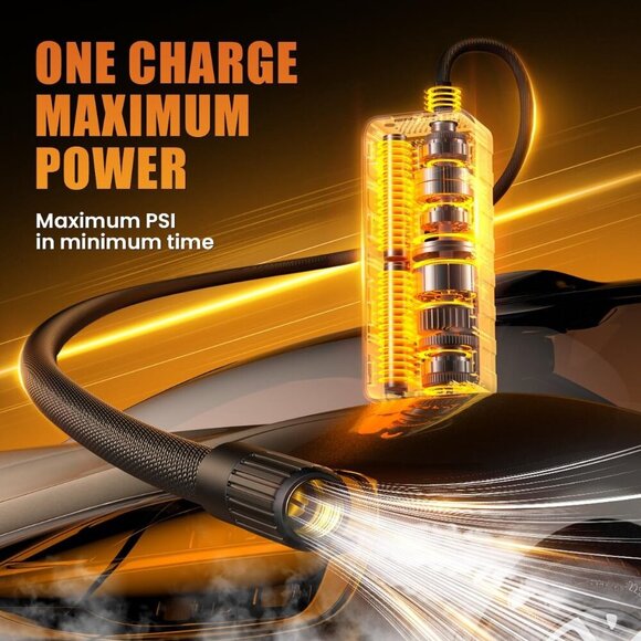 Tire Inflator Portable Air Compressor: 4X Faster 150 PSI Cordless Air Pump - NEW - Picture 3 of 8